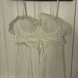 Commense White Eyelet Midi Dress